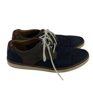 J&M Men's Navy Gray Nubuck Leather lace up shoes Size 9.5M